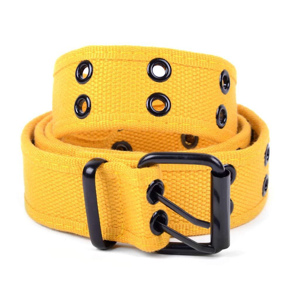 5243 Solid Color Military And Casual Canvas Belt Double Grommet Unisex Belt